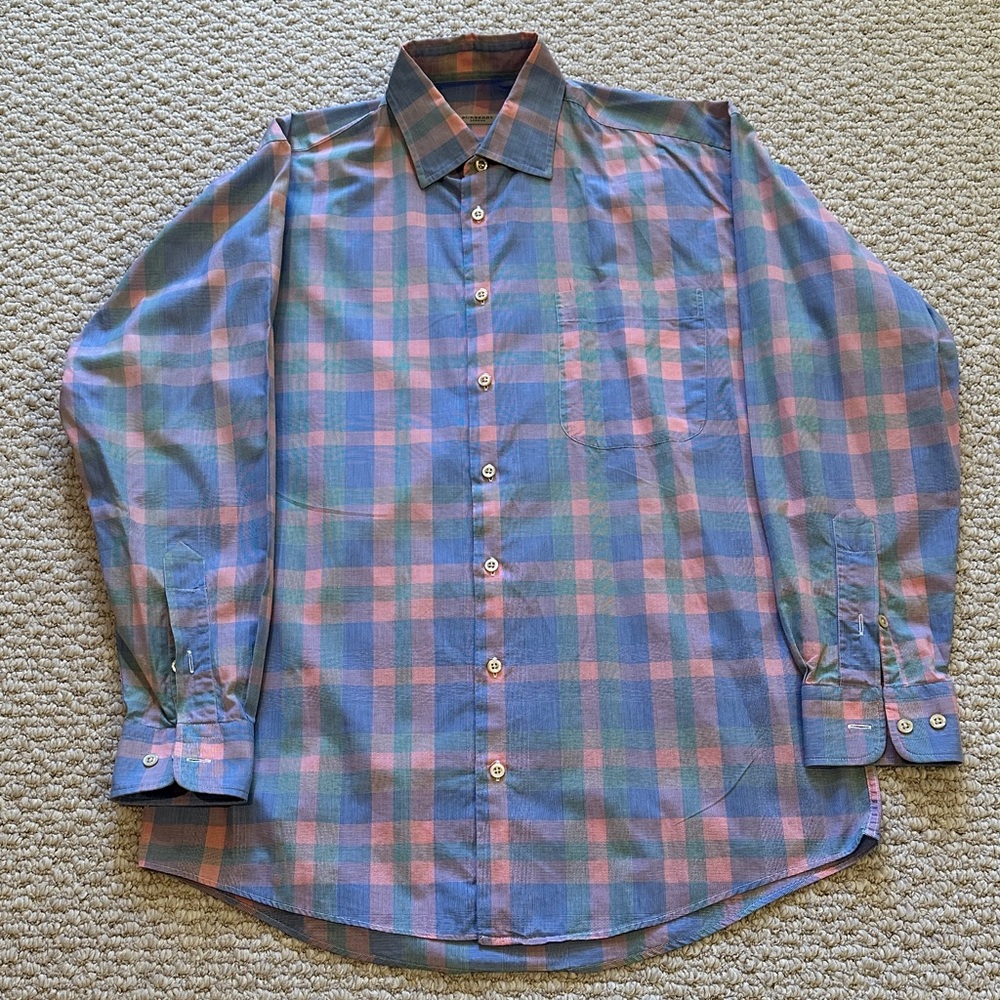 Burberry Blue and Pink Plaid Men's Shirt